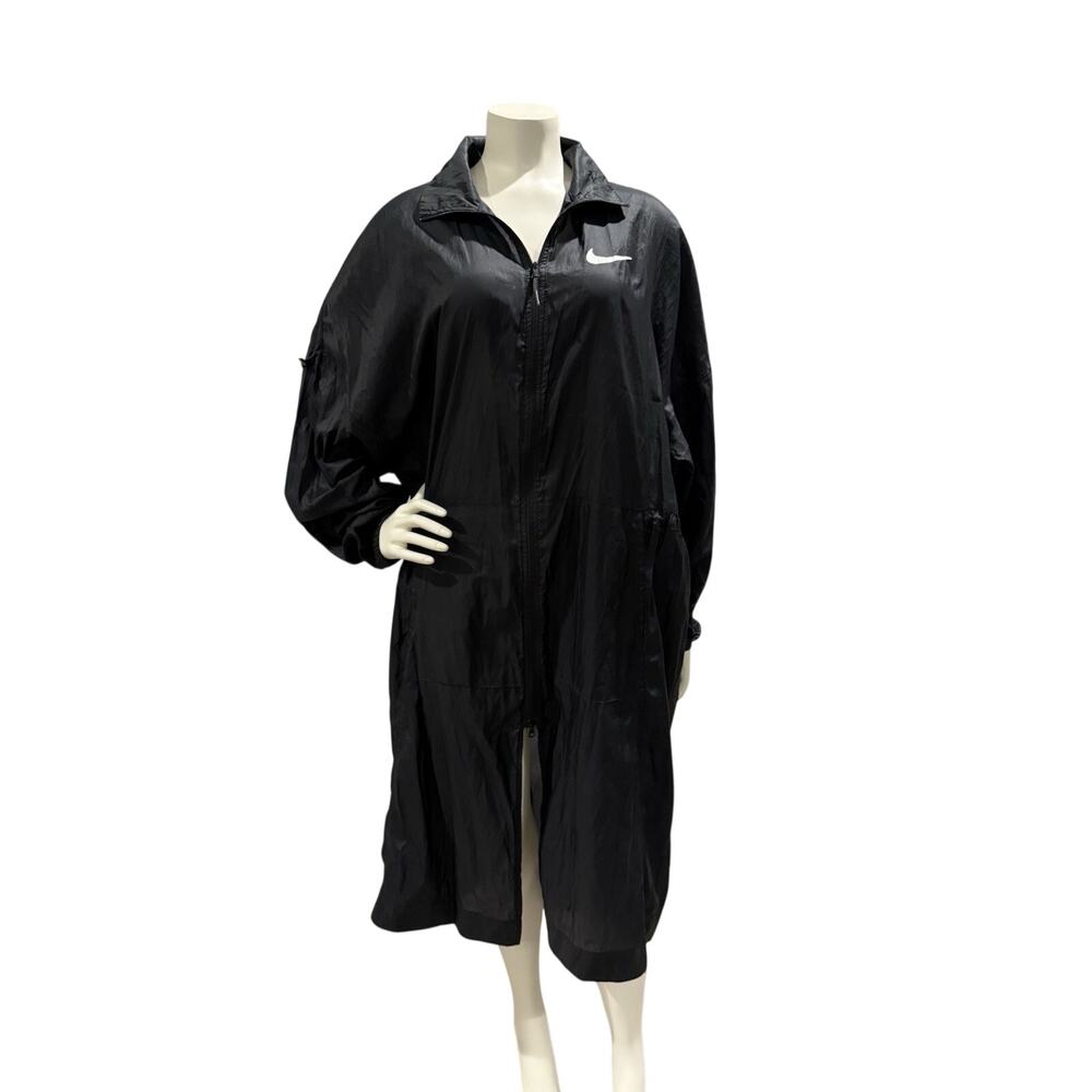 Black Nike Sportswear Swoosh Long Lightweight Rain Windbreaker Unisex Sz S Zip